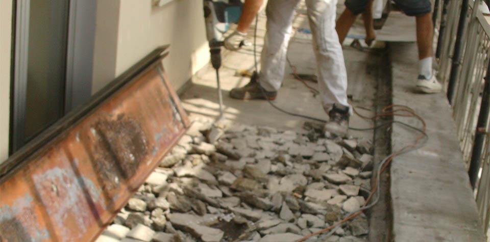 Sede Credito Artigiano, Milano - demolizione sottofondi terrazzo